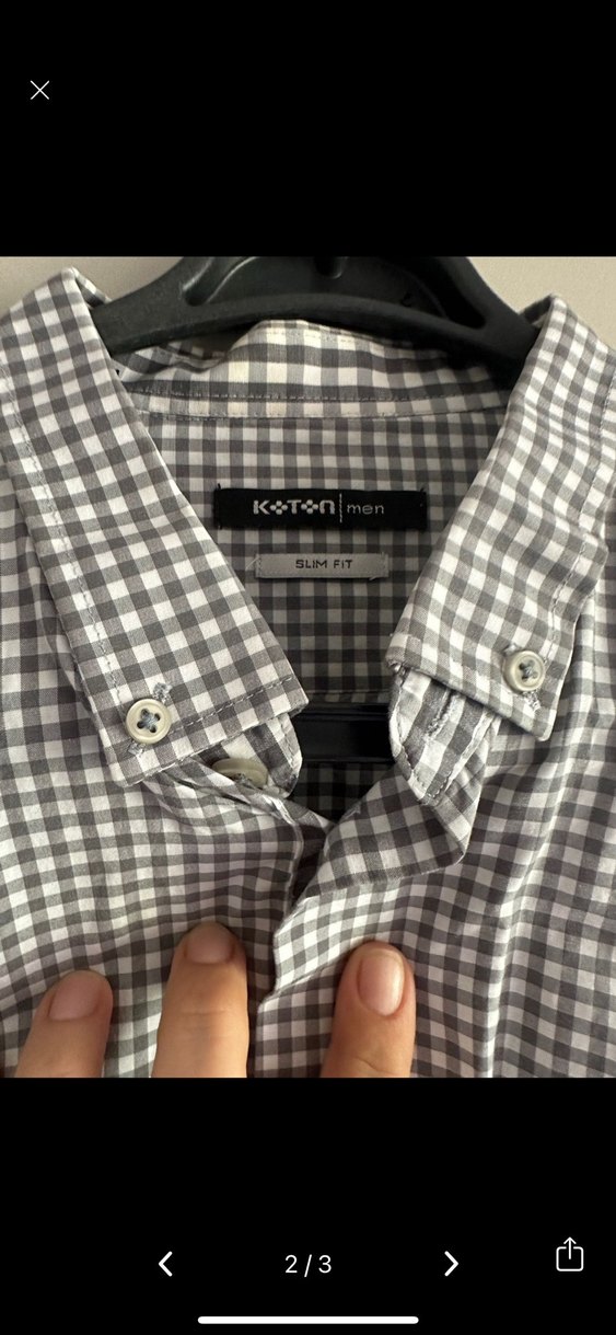 Gri Kareli Pamuklu Erkek Gömlek - Görsel 2