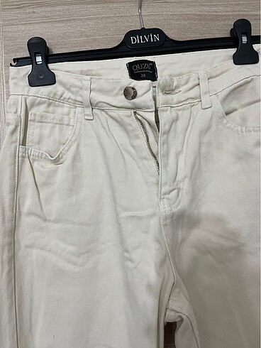 Quzu Ekru denim pantolon
