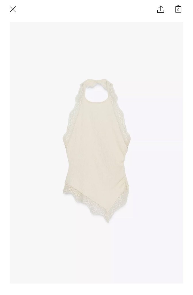 Zara Bej Dantelli Halter Yaka Bluz Büstiyer Top - Görsel 3