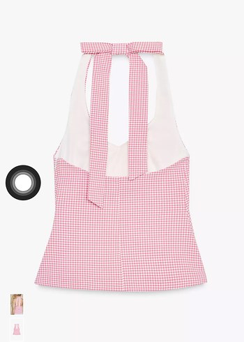 Zara Pembe Kareli Kadın Bluz Korse Büstiyer - Görsel 7