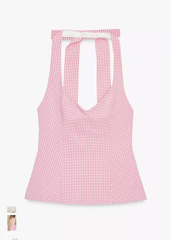 Zara Pembe Kareli Kadın Bluz Korse Büstiyer - Görsel 6