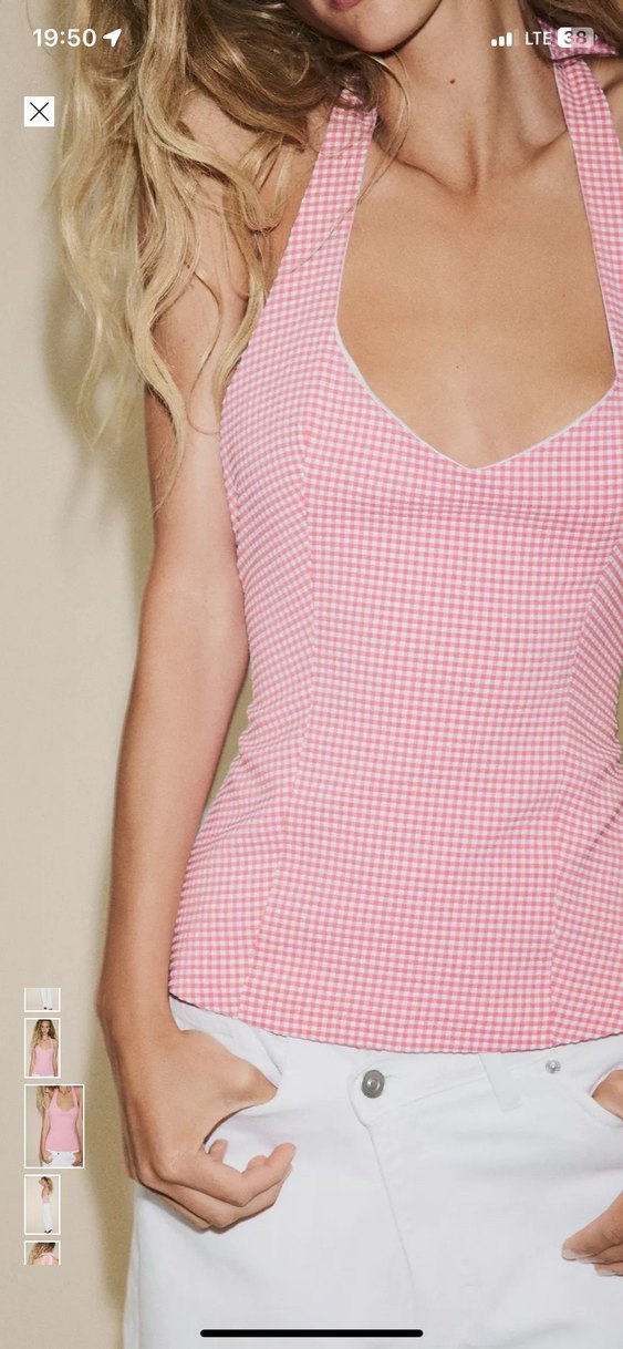 Zara Pembe Kareli Kadın Bluz Korse Büstiyer - Görsel 2