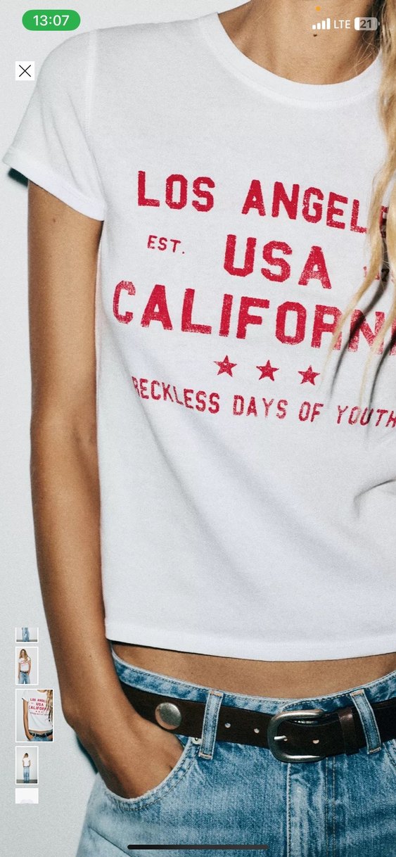 Zara Beyaz Baskılı Kısa Kollu Tişört - Görsel 2