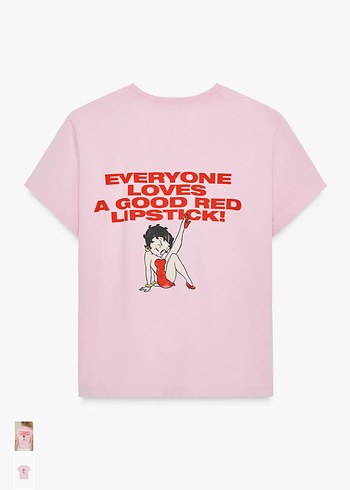 Zara Pembe Betty Boop Baskılı Pop Kültür Kadın Tişörtü - Görsel 5