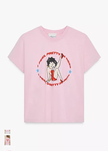 Zara Pembe Betty Boop Baskılı Pop Kültür Kadın Tişörtü - Görsel 4