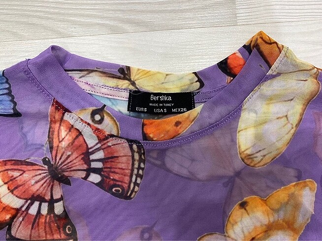 Bershka bershka kelebek desenli tül bluz