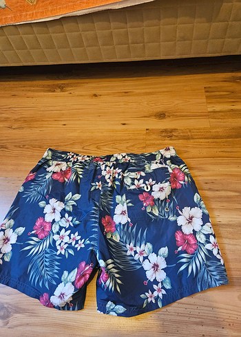 Mavi Çiçek Desenli Kemerli Mango Man Mayo Şortu - Görsel 5