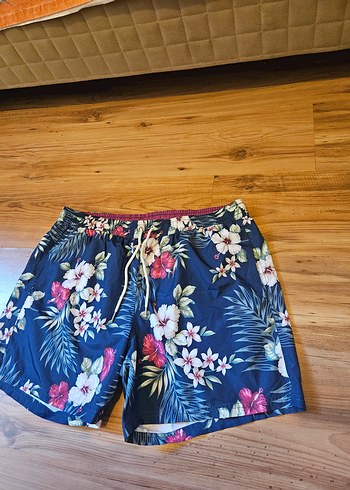 Mavi Çiçek Desenli Kemerli Mango Man Mayo Şortu - Görsel 7