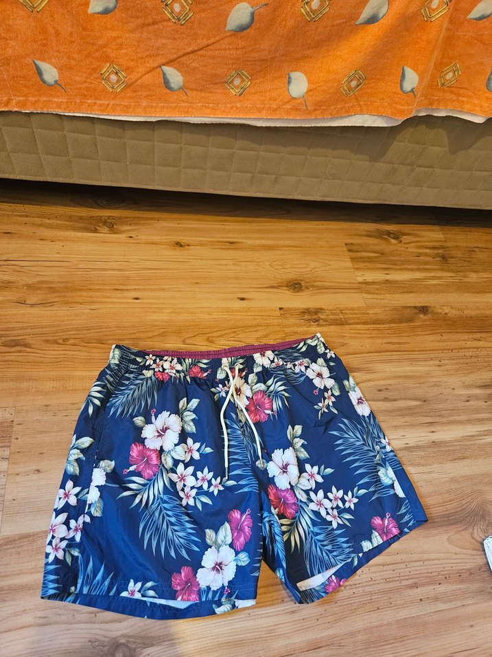 Mavi Çiçek Desenli Kemerli Mango Man Mayo Şortu - Görsel 3