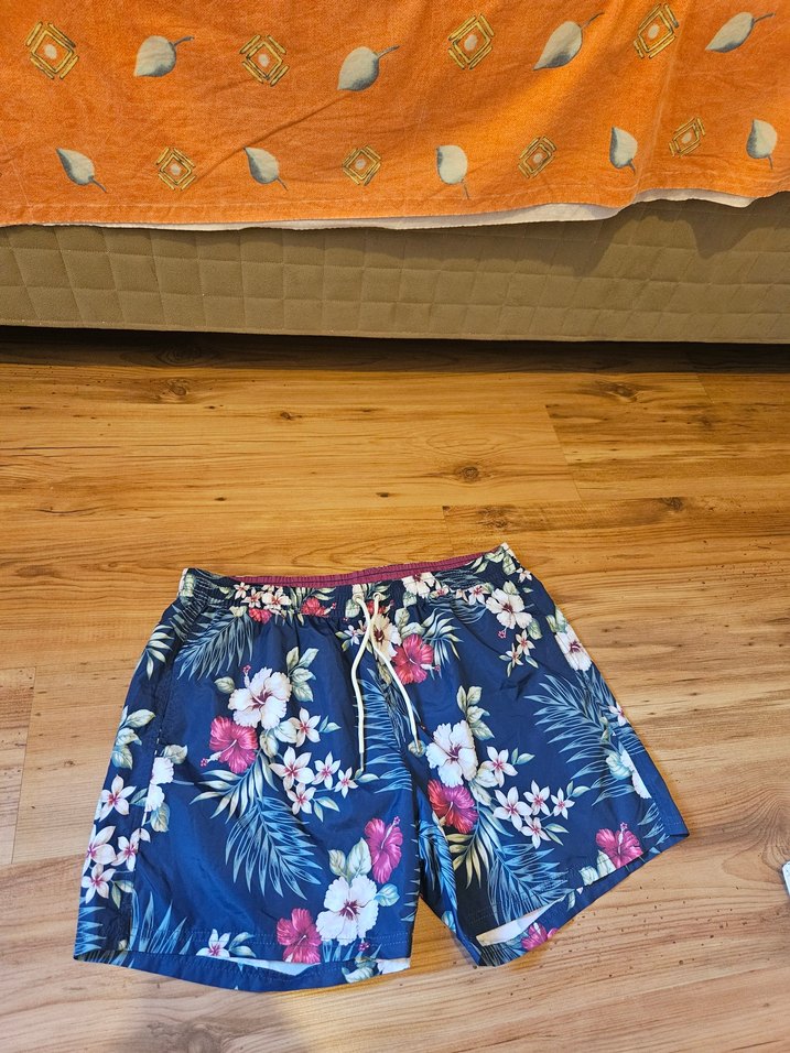 Mavi Çiçek Desenli Kemerli Mango Man Mayo Şortu - Görsel 2