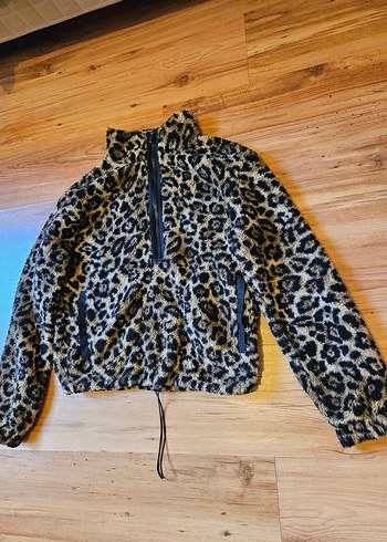 Leopar Desenli Kadın Peluş Kazak