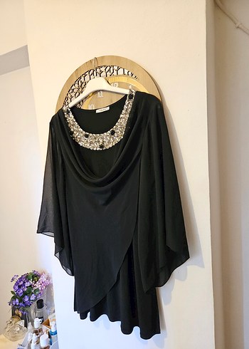 Drapeli Siyah Midi Goth Kadın Üst Giyim - Görsel 6