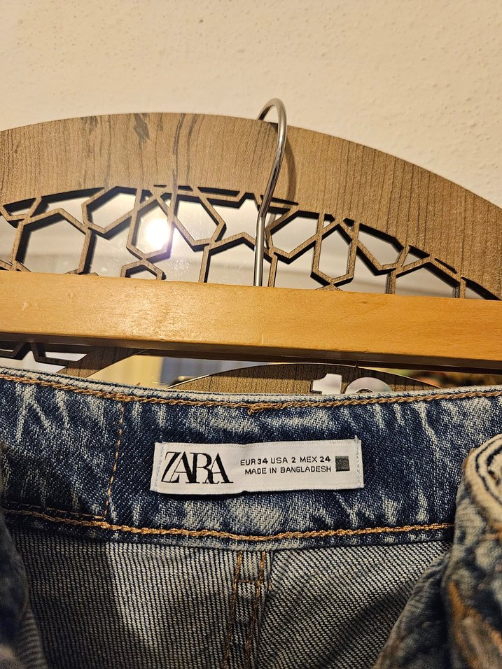 Zara Kadın Gri Kot Mini Şort - Görsel 2