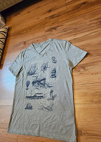 Bohem Gri Erkek Baskılı Kısa Kollu Tişört - Görsel 8