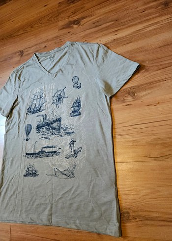 Bohem Gri Erkek Baskılı Kısa Kollu Tişört - Görsel 2