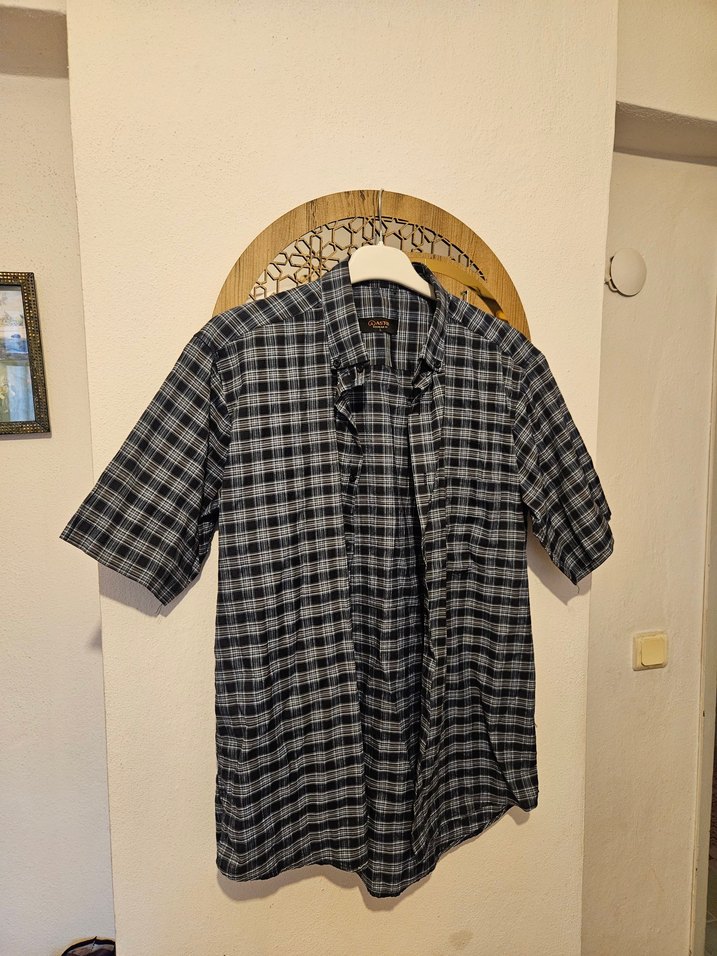 Gri Ekoseli Kısa Kollu Erkek Gömlek - Görsel 2