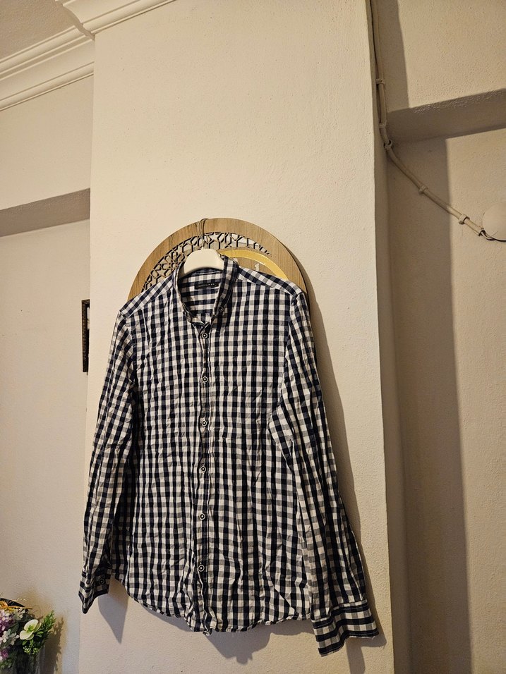 Uzun Kollu Kareli TrendyolMan Gömlek - Görsel 5