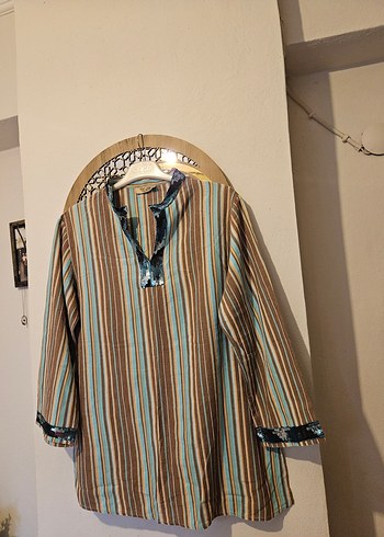 Uzun Kollu Bohem Düğmeli Kadın Tunik - Görsel 2