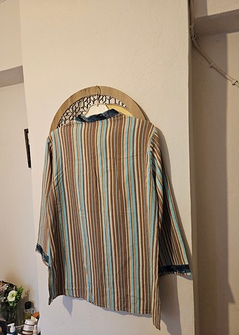 Uzun Kollu Bohem Düğmeli Kadın Tunik - Görsel 5