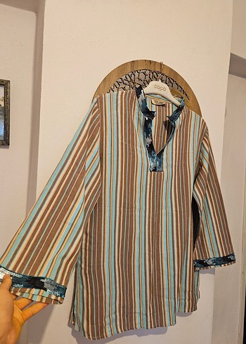 Uzun Kollu Bohem Düğmeli Kadın Tunik - Görsel 7