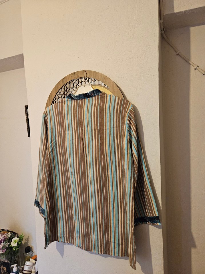 Uzun Kollu Bohem Düğmeli Kadın Tunik - Görsel 5