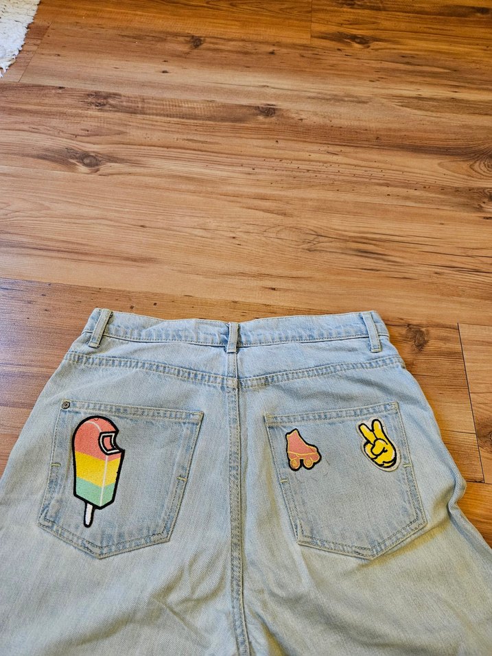 Mudo Jeans Nakışlı Düğmeli Mavi Pamuklu Kot Pantolon - Görsel 4