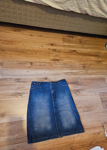 Kadın Mavi Midi Denim Vintage Etek - Görsel 3
