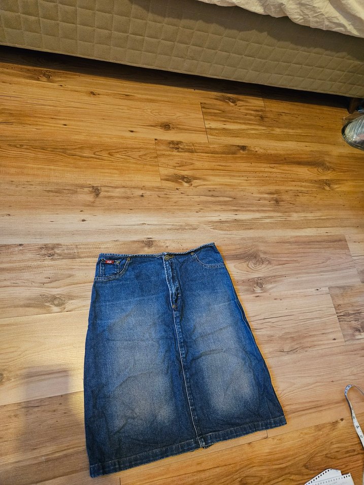 Kadın Mavi Midi Denim Vintage Etek - Görsel 4