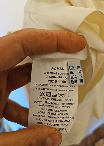 Roman Marka Beyaz Drapeli V Yakalı Midi Elbise - Görsel 3