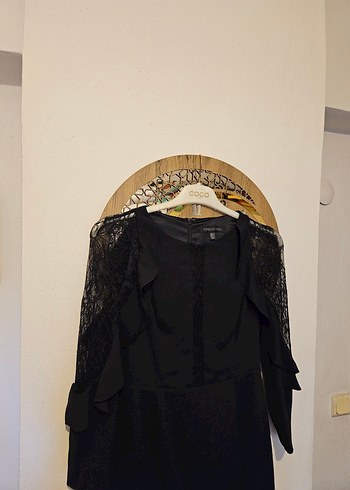 Dantel Detaylı Siyah Uzun Kollu Gotik Elbise - Görsel 2