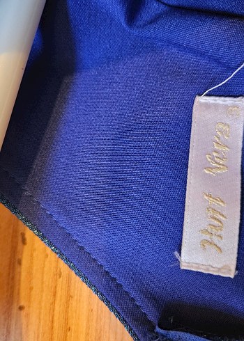 Parlak Lacivert Mini V Yaka Vintage Elbise - Görsel 8