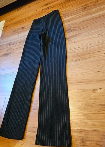 Kadın Siyah Çizgili Kumaş Cotton Pantolon - Görsel 5