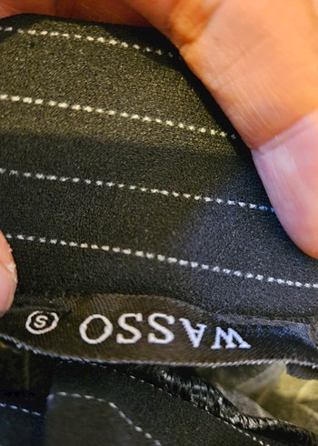 Kadın Siyah Çizgili Kumaş Cotton Pantolon - Görsel 3