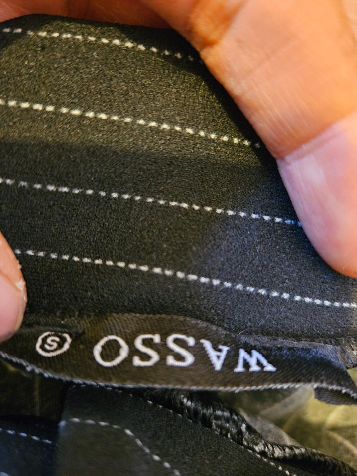 Kadın Siyah Çizgili Kumaş Cotton Pantolon - Görsel 3