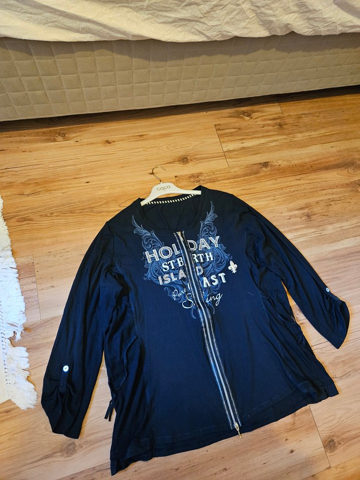 54 BedenKadın Lacivert Uzun Kollu Denim Spor Hırka - Görsel 5