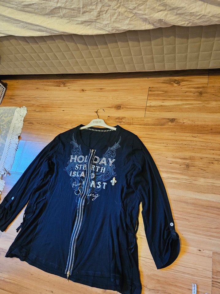 54 BedenKadın Lacivert Uzun Kollu Denim Spor Hırka - Görsel 4