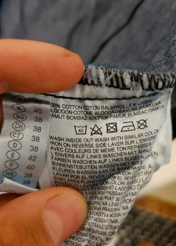 m Beden Düğmeli Uzun Kollu Mavi Denim Kadın Gömlek