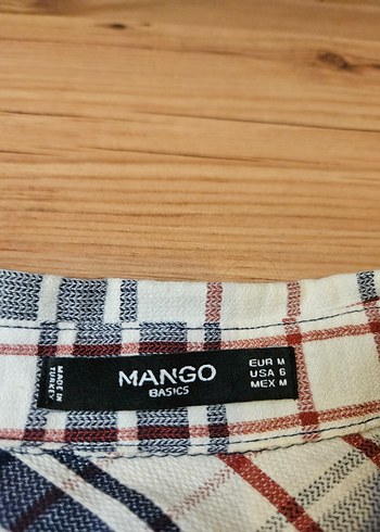 Mango Bej Ekose Desenli Mango Kadın Gömlek