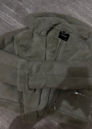 Gri Süet Kürklü Kısa Kadın Ceket - Görsel 4