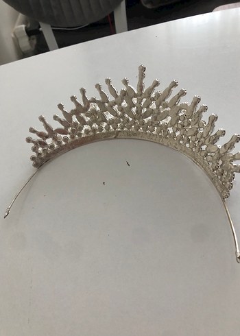 İnci ve Taşlı Parlak Gelin Tacı - Görsel 3