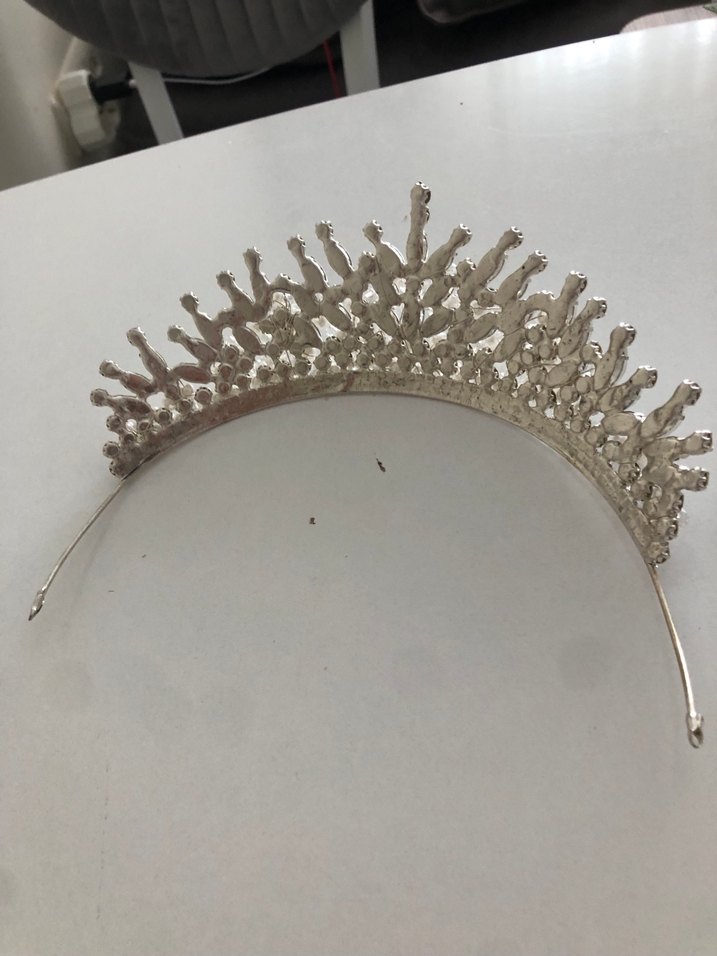 İnci ve Taşlı Parlak Gelin Tacı - Görsel 3
