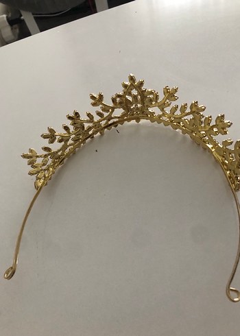Altın Renkli Parlak Taşlı Düğün Tacı - Görsel 2