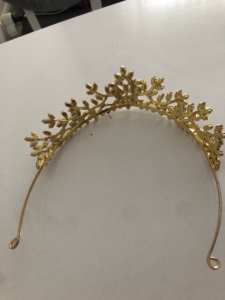 Altın Renkli Parlak Taşlı Düğün Tacı - Görsel 2