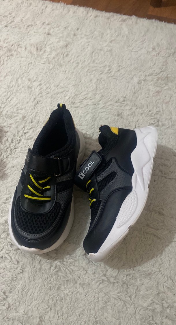 Sarı Gri Erkek Çocuk Spor Ayakkabı Velcro - Görsel 2