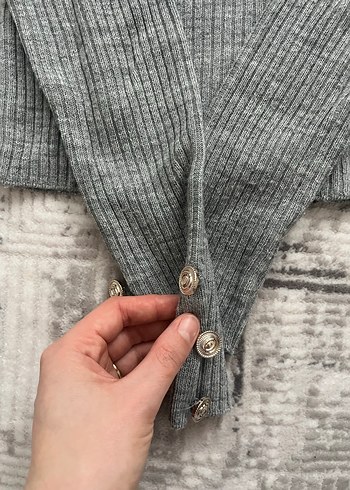 Gri Triko Kadın Bluz - Görsel 2