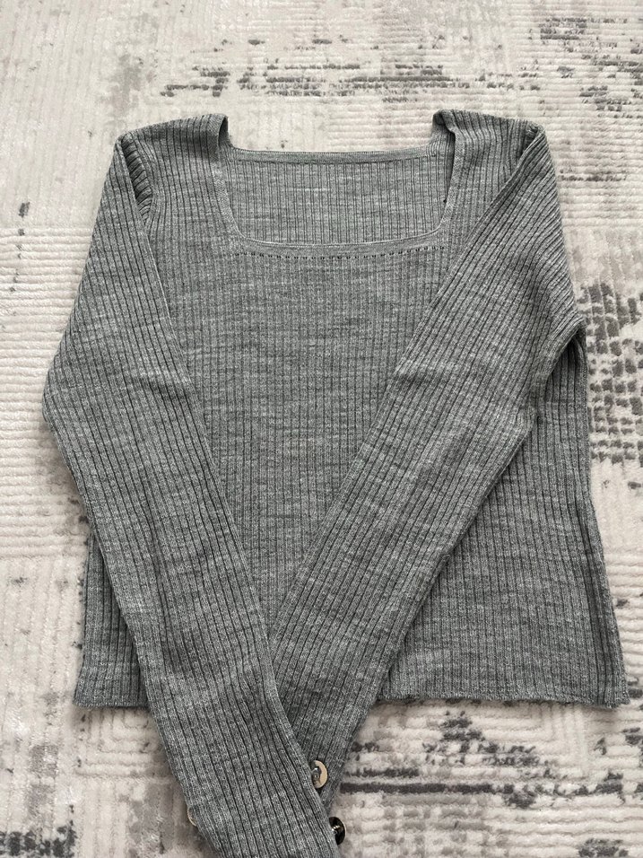 Gri Triko Kadın Bluz - Görsel 3