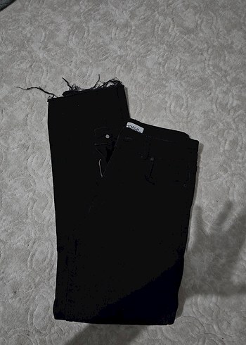Siyah Midi Boy Kadın Denim Pantolon