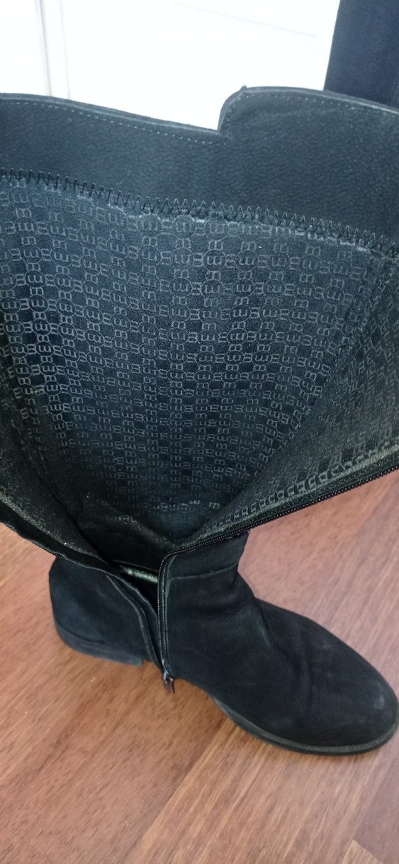 Siyah Süet Dizüstü Topuklu Kadın Çizme - Görsel 3