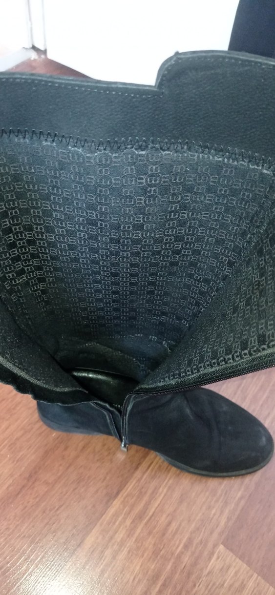 Siyah Süet Dizüstü Topuklu Kadın Çizme - Görsel 4