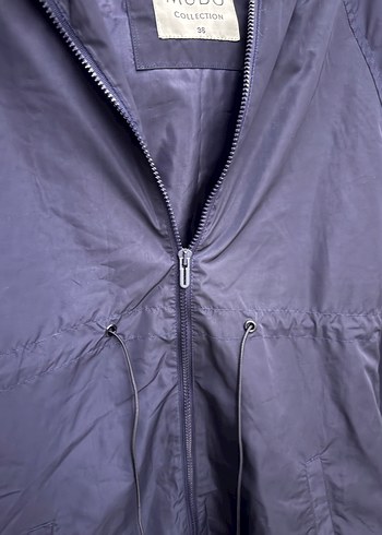 Kadın Lacivert Midi Yağmurluk Fermuarlı - Görsel 6